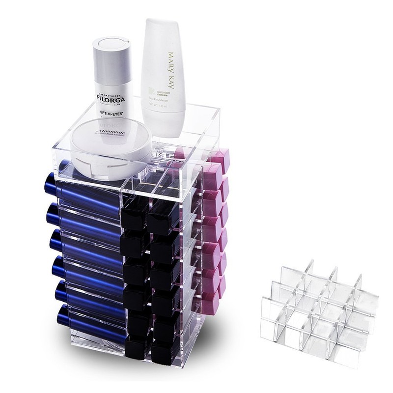 HBlife Lipstick Holder, Acrylic Rotating 64 Lipstick Tower Organizer Spinning