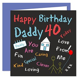Daddy 40th Happy Birthday Card - Black Board Birthdays Design - 40 Today