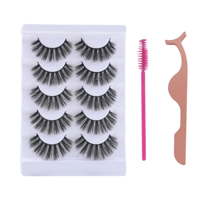 AKARABEAUTYLASHES 5 Pairs Wispy Lashes, Faux Mink, Natural Look, Fluffy