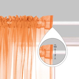 Cortinas transparentes naranjas de 84 pulgadas de longitud para recámara, juego de 2 paneles de cortinas de ventana, color naranja y verde, verde azulado, playa, día festivo, decoración de la Habana,