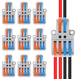 10Pcs 2 in 4 Lever Wire Connector Compact DIY Quick Connect Push-in Splitter Cable Splicing Butt Terminal Block Connectors - Mini Electrical Wire Splice 2 in 4 Out