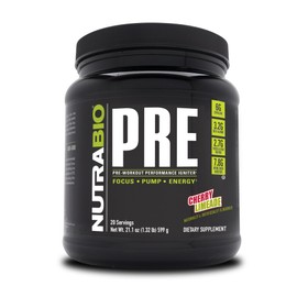 NutraBio NutraBio PRE Workout Powder - Old Formula- Sustained Energy, Mental Focus, Endurance - Beta Alanine, Creatine, Caffeine, Electrolytes - 20 Servings - Cherry Limeade