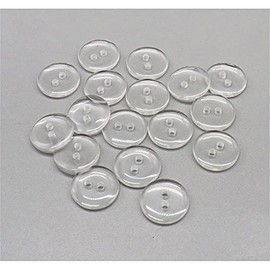 100 Pcs Transparent Buttons Resin Shirt Buttons Round 2 Holes Sewing Buttons (Transparent, 12.5mm)
