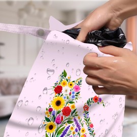 4 Pack Cute Wet Bag Waterproof Washable Reusable Wet Dry Bag for Swimsuit Clothes Cloth Diaper Travel Beach Pool Yoga Gym Party Camping Toiletries Travel Beach Essentials, Colorful Wildflowers