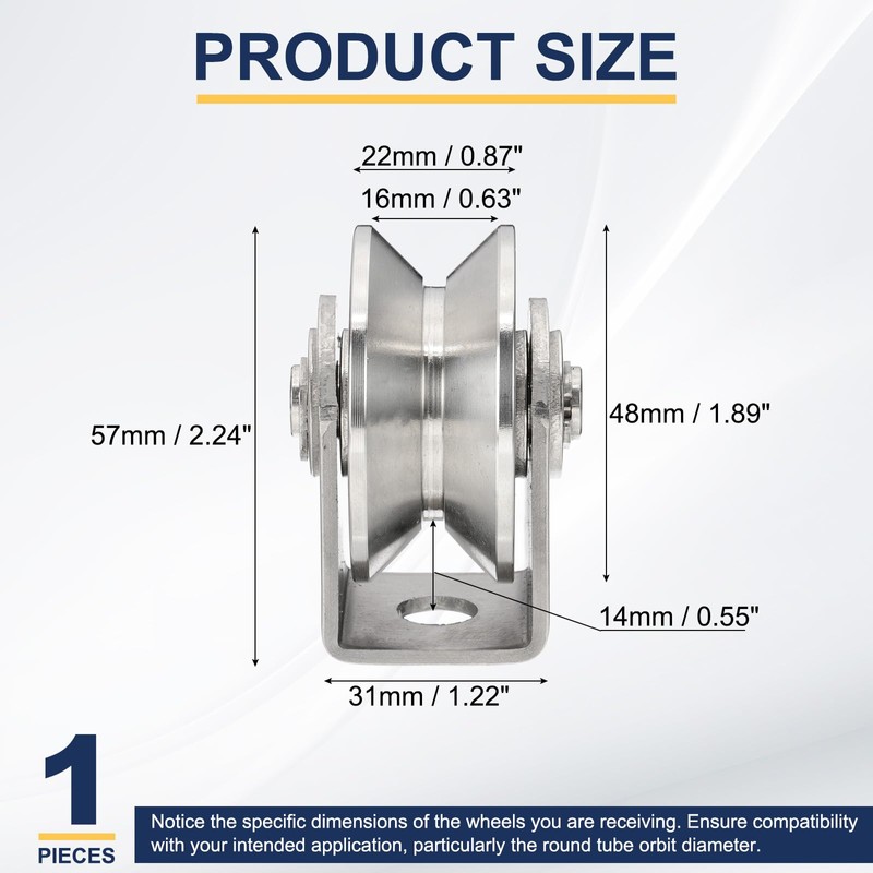 sourcing map V Groove Wheel with Bracket, Stainless Steel Track