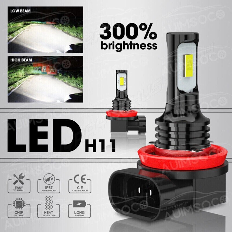 AUIMSOCO 9005 H11 LED Headlights Kit Combo Bulbs 8000K High