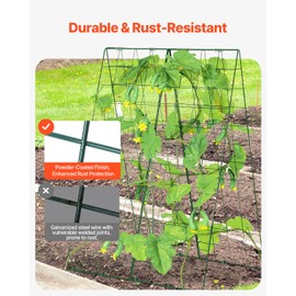 VEVOR Cucumber Trellis for Climbing Plants, 46" x 32" Foldable Cucumber Trellis Set with Plant Clips, Metal Garden Trellis for Raised Bed, Outdoor Plant Grow Support for Tomato, Squash, Vegetable