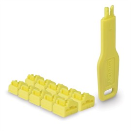 Lindy RJ45 Port Locks (Pack of 10) with Key - Yellow