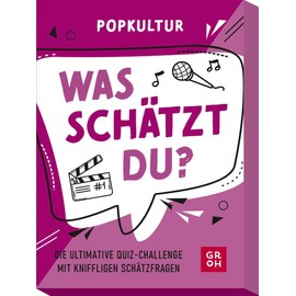 was schätzt du? - Popkultur: Die ultimative Quiz-Challenge mit kniffligen Schätzfragen | Kartenspiel mit Fragen zu unnützem Wissen - ab 10 Jahre