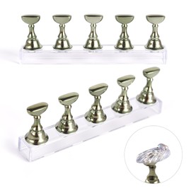siyuwuro 2 Sets Nail Stand for Press on Nails Art Display Practice Fake Nail Tips Holder for Painting Nails Stand Magnetic False Nail Practice Stand for Home DIY Nail Art and Nail Salon, Green