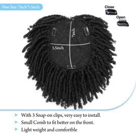 Ms Taj 7Inch Short Dreadlock Hair Topper Wig for Men Synthetic Dreadlocks Hair Natural Black Wiglets Hairpieces Short Locs Hair Toppers for Men with Thinning Hair