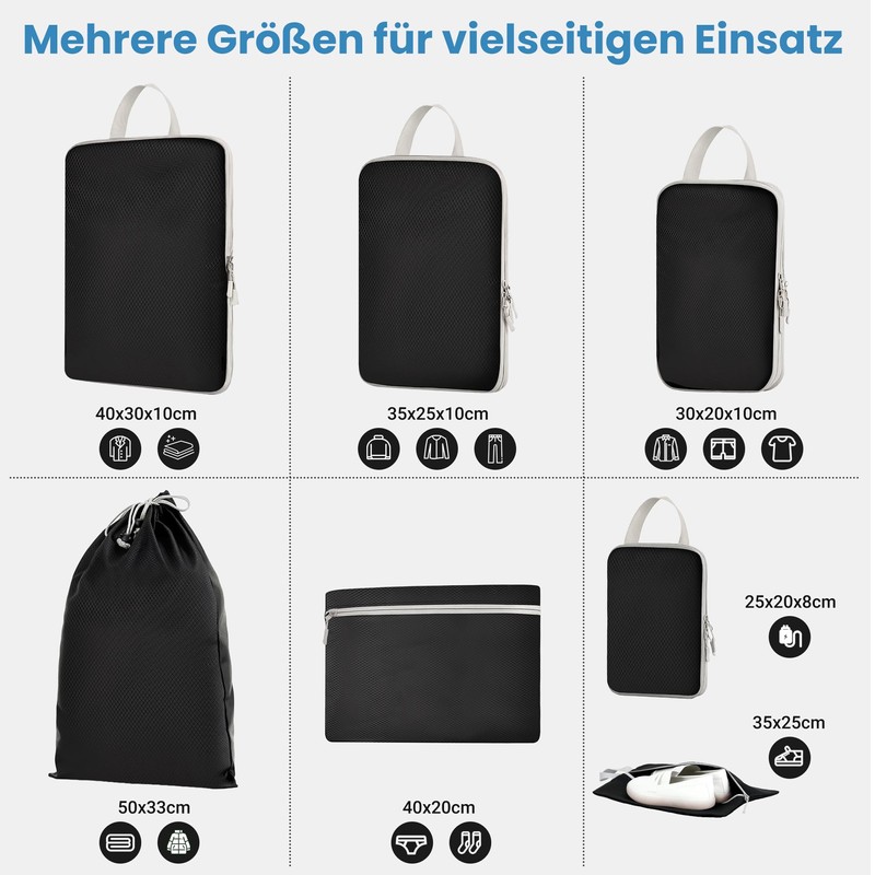 MEUVO Compression Packing Cubes for Travel - Extremely Space-Saving Suitcase