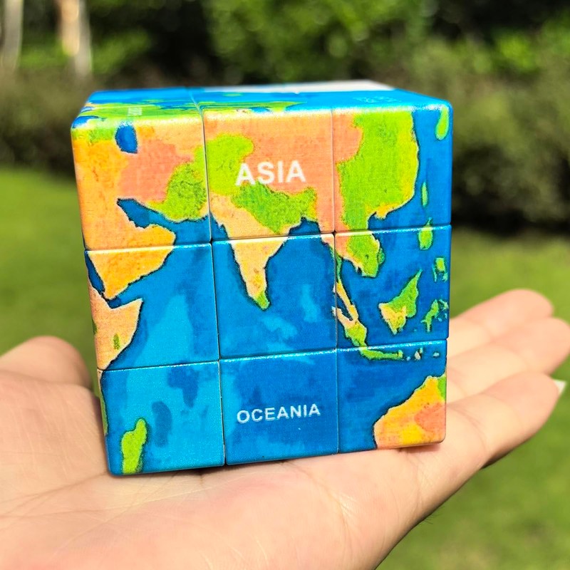 3x3x3 World Map Design Speed Cube Geography Puzzle,Educational Brain Teaser