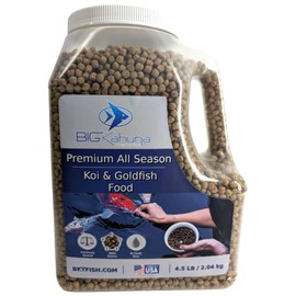 BIG Kahuna Koi Fish Food- 4.5 lbs Jug – Made in The USA - Koi Food Floating Pellets – 3/16" - 1/4" Pellet Size – 32% Protein Fish Food – Rich in Nutrients