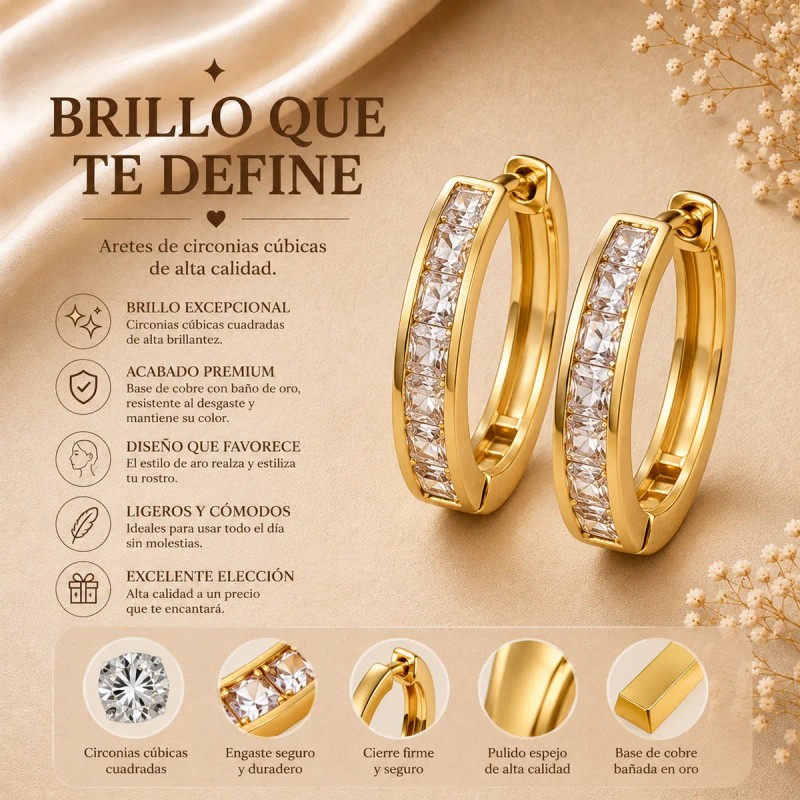 Aretes Arracadas Huggie Baño De Oro 14k Para Mujer Circonita