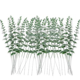 Sivya 40pcs Artificial Eucalyptus Stems, Faux Eucalyptus Leaves for Vase, Wedding Bouquet, Centerpiece, Home Decor