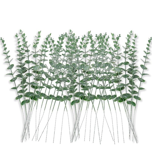 Sivya 40pcs Artificial Eucalyptus Stems, Faux Eucalyptus Leaves for Vase,