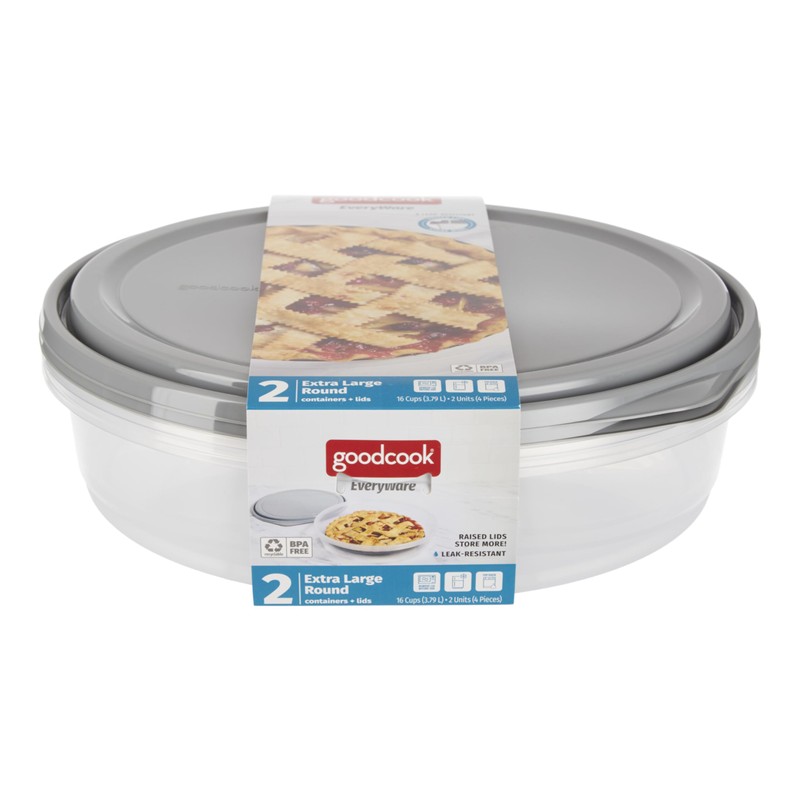 GoodCook EveryWare Extra Large 12 inch Round Container 2 pack,