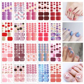 DANNEASY 20 Sheets Toe Nail Stickers Toenail Polish Strips Nail Wraps for Women Self Adhesive Toes Nail Polish Stickers Gel Nail Strips Toenails Manicure Sticker Nail Art Accessories with Nail File