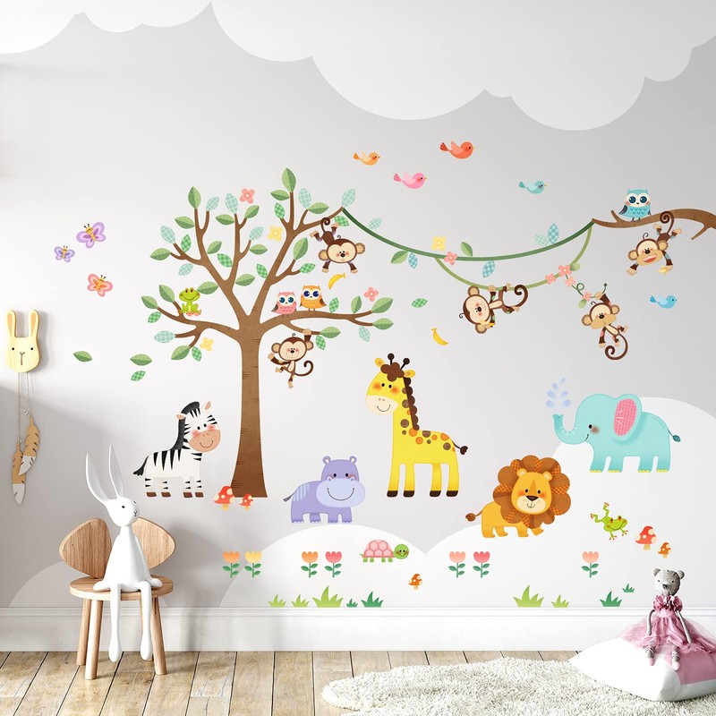 DECOWALL Forest Animals and Trees Wall Sticker Decor Kindergarten Nursery