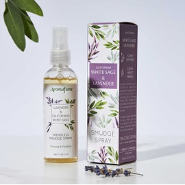 White Sage & Lavender Smudge Spray & Natural Mist by Aromafume | 100 ml / 3.3oz | Salvia Apiana & Lavender Extracts | Deepens Relaxation, Induces Positivity | Non-Alcoholic, Non-Toxic & Vegan