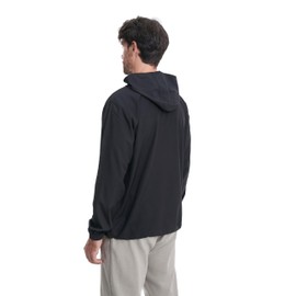 clothin Mens Lightweight Running Jacket with Hood Zip Pockets Black S