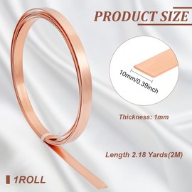 BENECREAT Copper Sheet Roll 2000x10x1mm (LxWxT), Unplated Pure Copper Strip Copper Flashing Metal Foil Plate for DIY Projects