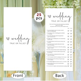 Bridal Shower Games, True or False, 25Pcs 4x9inch Minimalist White Double-Sided Bridal Game Cards with 1 Answer Key, Wedding Shower Games for Guests, Engagement Bachelorette Party Supplies - A07