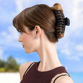 XCZYN Niedliche Haarspangen, 10,9 cm, große Klauenklammern für dickes Haar, starker Halt, matt, Bananenklammer, Frühlingspange, Haarschmuck für Damen und Mädchen, Schwarz, 8 Stück