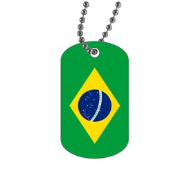 Rogue River Tactical Brazil Brazilian Flag Military Style Dog Tag Pendant Jewelry Necklace
