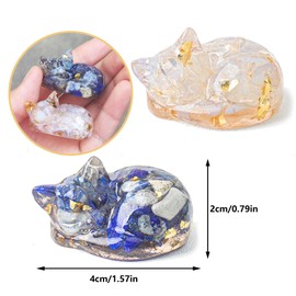Hayaww Pack of 2 Cat Crystals Cat Figure, Opal and Lapis Lazuli, Cat Shaped Stone, Decorative Cat Sleeping Cat Polishing Gemstones Cute Cats Birthday Gift Cat Lovers (A)
