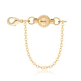 DoDoBeads Magnetic Clasps with Safety Chain - 4 Pack Gold Bracelet and Necklace Clasps with Safety Chain,Magnetic Jewellery Clasp Converters for Jewellery Bracelet Necklace Making