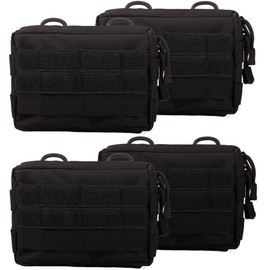 Novemkada MOLLE Pouches - 2 Pack Tactical Compact Water-Resistant Utility Gadget Gear EDC Pouch (Black 4 Pack)