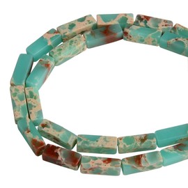 Piedra natural de 4 x 13 mm, Jaspe imperial rectangular, tubo de columna espaciador, abalorio sueltas para pulseras de bricolaje, collares, hebras de fabricación de joyas, 15 pulgadas (28-30 unidades)