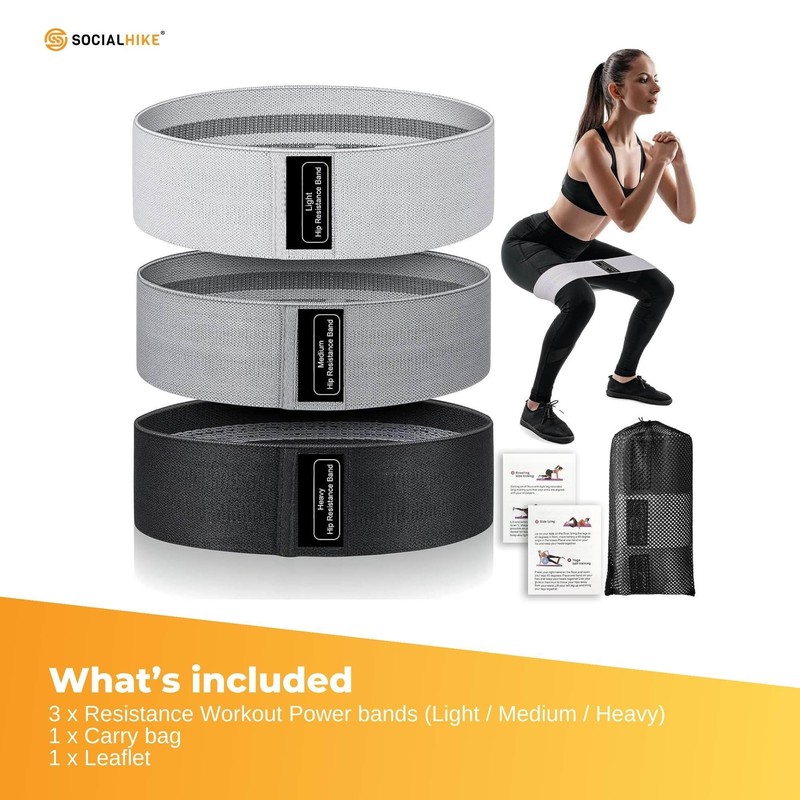 3X Resistance Exercise Hip Bands Set - Stretch Glute Booty