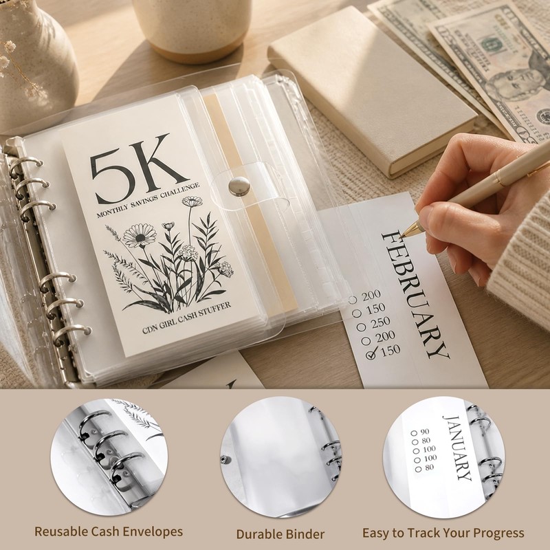 12-Month Money Saving Challenge Binder Set with Envelopes
