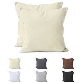 Hometex Premium Textiles Set of 2 cushion covers cotton jersey, double pack cushion covers approx. 160 g/m², Oeko-Tex® Standard 100 cushion cover with zip, 40 x 40 cm, natural