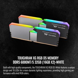 Thermaltake TOUGHRAM XG RGB D5 32GB (2x16GB) DDR5 6000MT/s C36 Memory, 16 LEDs, RG33D516GX2-6000C36B