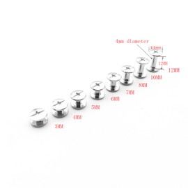 Shuokecrafts 50 Sets 3mm Length Metal Snap Rivets Chicago Screw, Kit Slotted Cross Head Stud Nail Rivets, Chicago Button for DIY Planner, Leather Decoration, Bookbinding