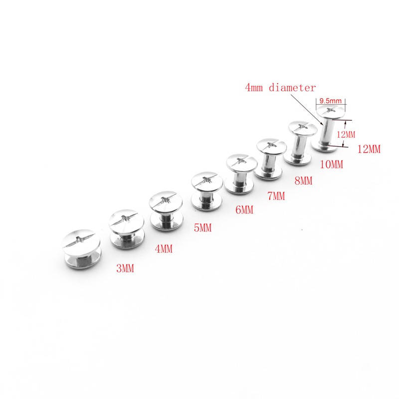 Shuokecrafts 50 Sets 3mm Length Metal Snap Rivets Chicago Screw,