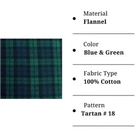 Cotton Flannel Fabric - 60" Inches Wide - 100% Cotton Flannel Fabric for Blanket, PJ, Shirt, Cloth Flannel Craft Fabric - Blue & Green 1 Yard