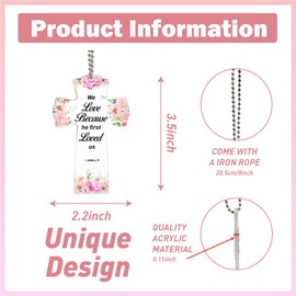 1 John 4:19 We Love Because Sign Bible Verse Cross Ornaments,Christian Religious Scripture Prayer Gifts for Women Men,Christian Cross for Christmas Tree Decor