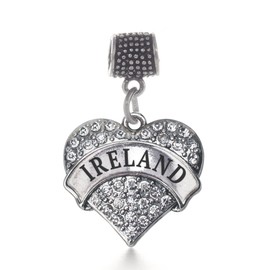 Inspired Silver - Ireland - Silver Memory Charm for Women - Pave Heart Charm Jewelry Gift with Cubic Zirconia - Women's Charm for Bracelets