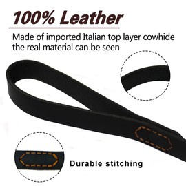 LWBMG Leather Dog Leash 6 ft x 3/4 inch Soft and Strong Leather Leash for Medium and Large Dog Breeds Heavy Duty Leather Dog Training Leash Black
