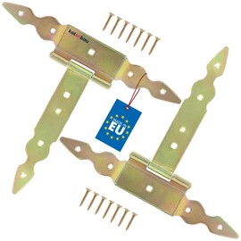 KOTARBAU® Pack of 2 T Hinges Gold L: 200 mm Cross Hinges Galvanised Steel Garden Gate Hinge Door Hinge Wooden Door Shutter Hinge Heavy Duty Door Hinges Fittings Garden Gate Hinges