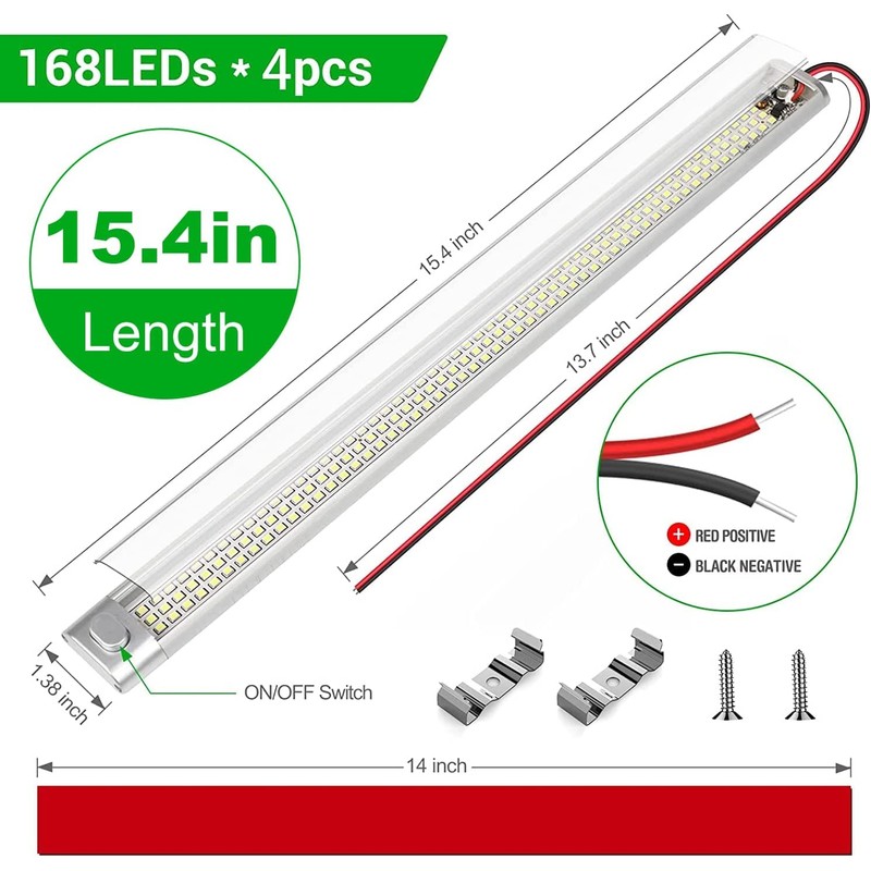 CT CAPETRONIX 12v LED Interior Light Bar, 168LEDs 15.4IN 1700LM