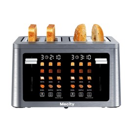 4 Slice Touchscreen Toaster, 6 Bread Modes & 6 Browning Levels, Dual Touch Control Wide Slot Stainless Steel Electric Toaster with Memory, Defrost, 3-Min Auto Shutoff for White, Bagels, Waffles