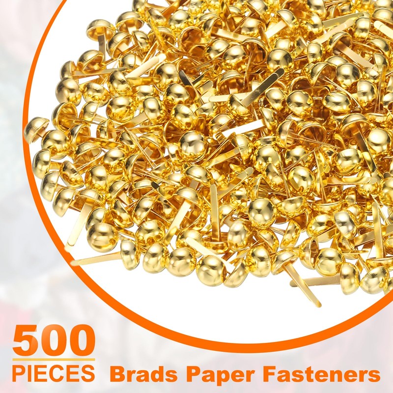 sourcing map 500pcs Brads Paper Fasteners, 8mm x 17mm Metal