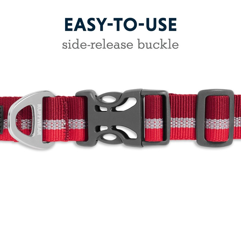 RUFFWEAR Crag Dog Collar, Reflective and Comfortable Everyday Collar, Volcanic