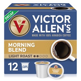Victor Allen's Coffee Decaf Morning Blend, Light Roast, 12 Count, Single Serve Coffee Pods for Keurig K-Cup Brewers